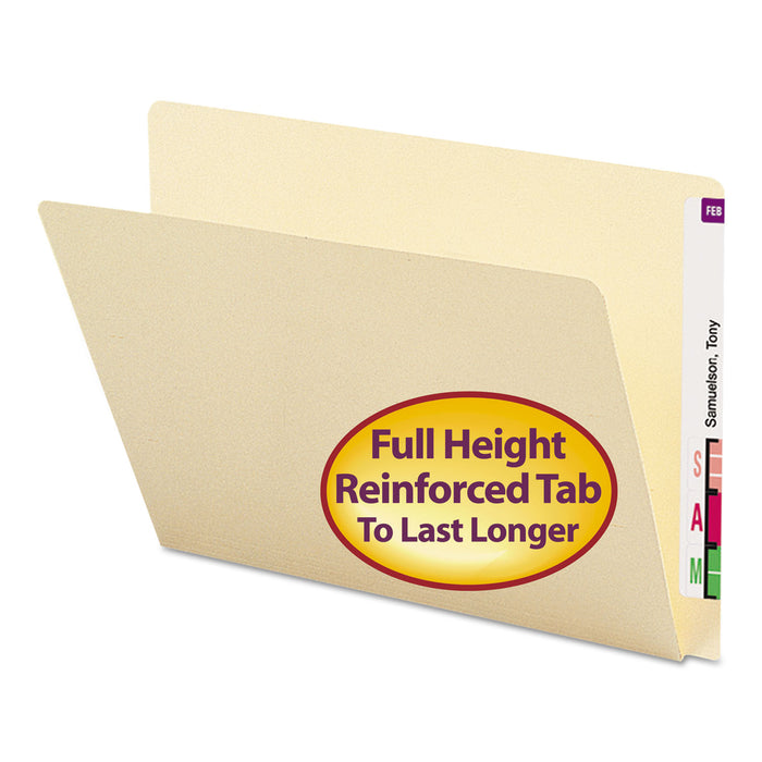 Extended End Tab Manila Folders, Straight Tab, Letter Size, 100/Box