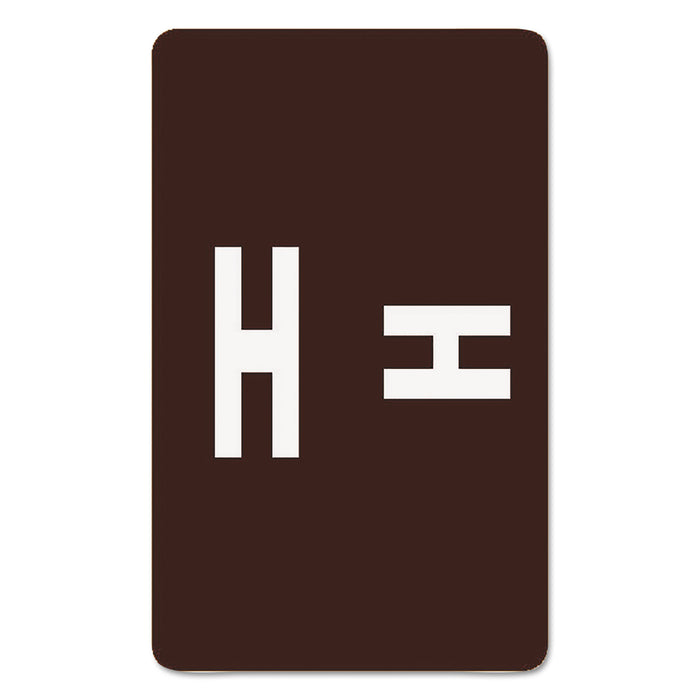 AlphaZ Color-Coded Second Letter Alphabetical Labels, H, 1 x 1.63, Dark Brown, 10/Sheet, 10 Sheets/Pack