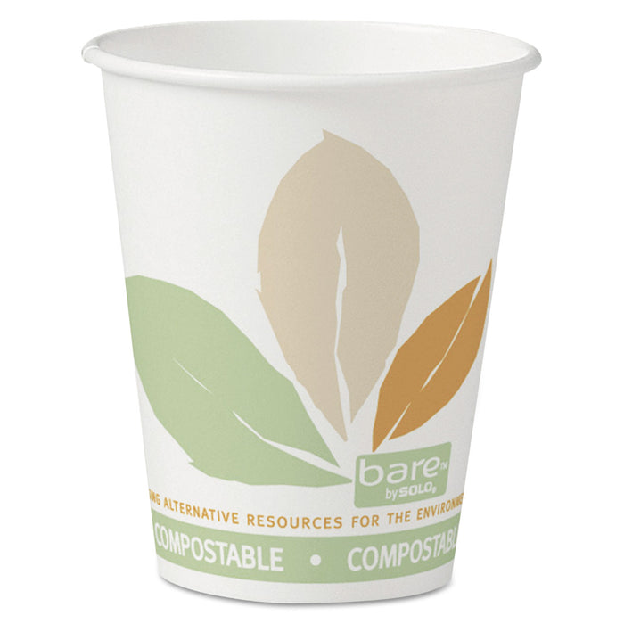 Bare by Solo Eco-Forward PLA Paper Hot Cups, 8 oz, Leaf Design,50/Bag,20 Bags/Ct