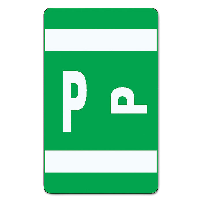 AlphaZ Color-Coded Second Letter Alphabetical Labels, P, 1 x 1.63, Dark Green, 10/Sheet, 10 Sheets/Pack