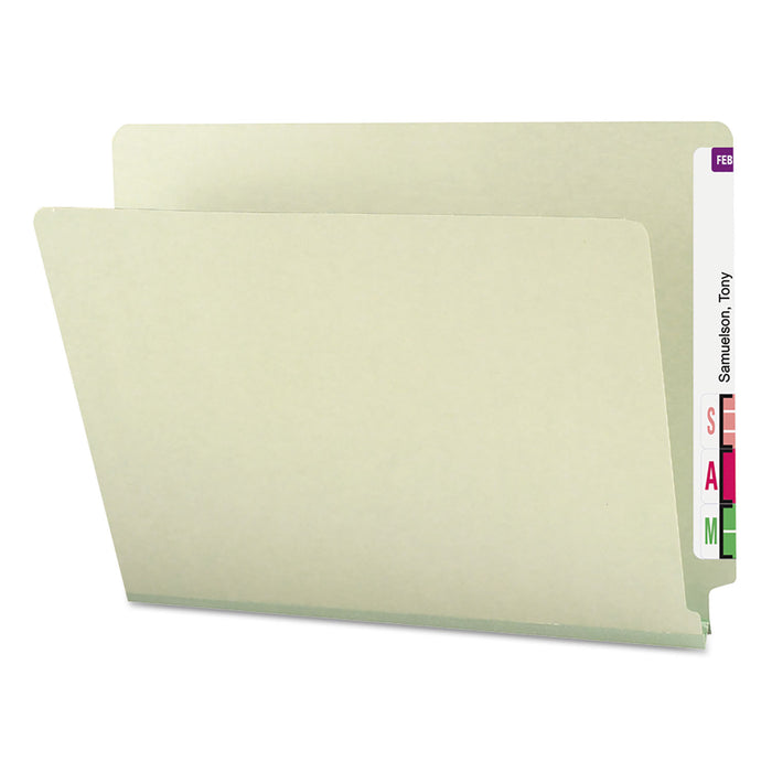 Extra-Heavy Recycled Pressboard End Tab Folders, Straight Tab, 1" Expansion, Letter Size, Gray-Green, 25/Box