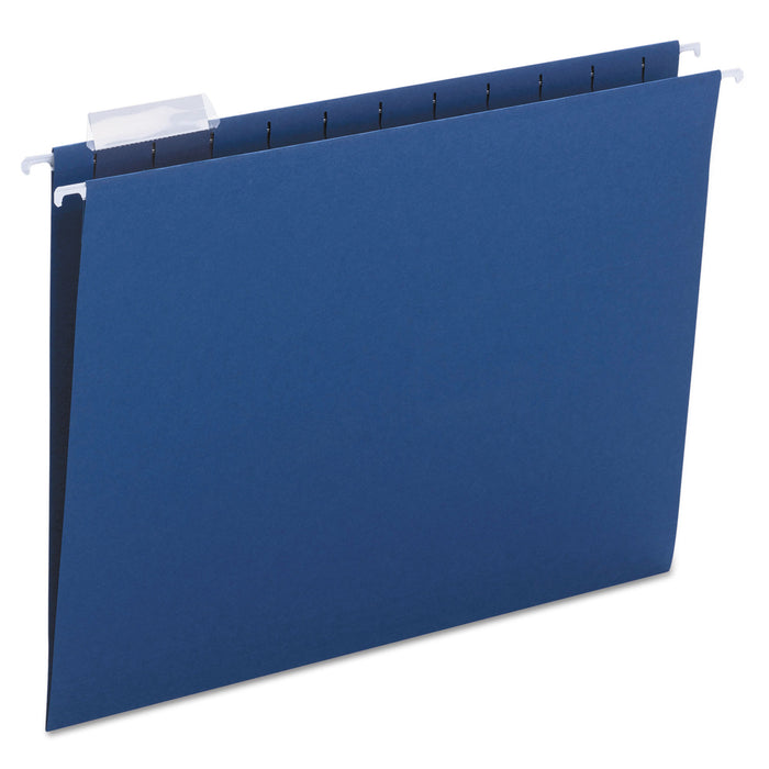 Colored Hanging File Folders, Letter Size, 1/5-Cut Tab, Navy, 25/Box