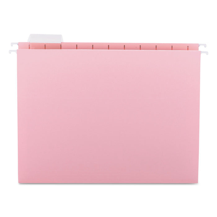 Colored Hanging File Folders, Letter Size, 1/5-Cut Tab, Pink, 25/Box