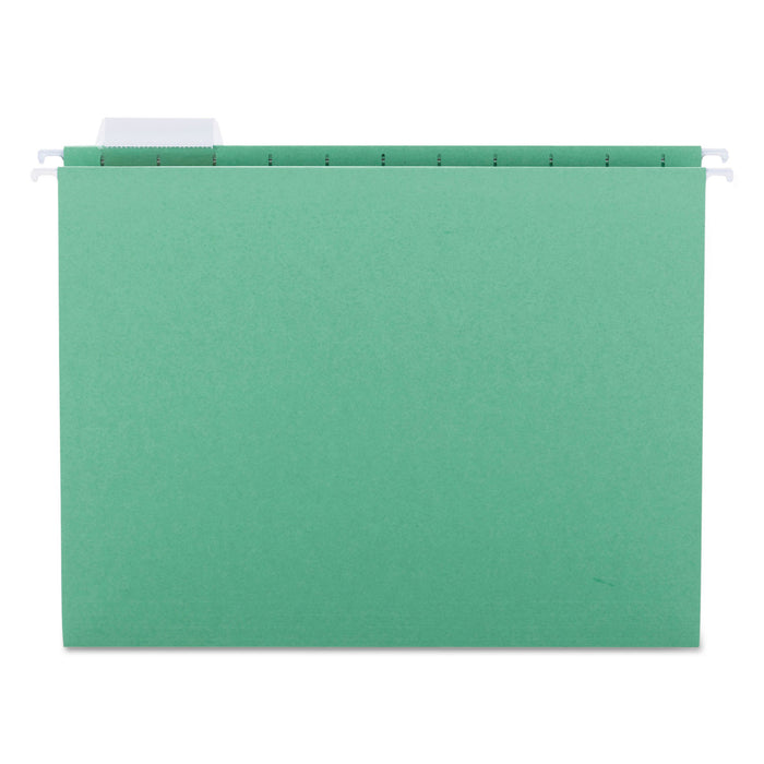 Colored Hanging File Folders, Letter Size, 1/5-Cut Tab, Green, 25/Box