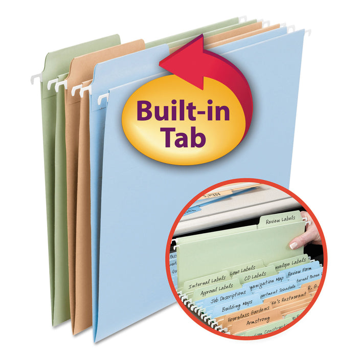FasTab Hanging Folders, Letter Size, 1/3-Cut Tab, Assorted, 18/Box