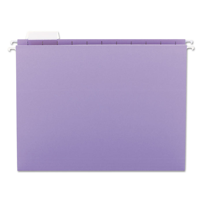 Colored Hanging File Folders, Letter Size, 1/5-Cut Tab, Lavender, 25/Box