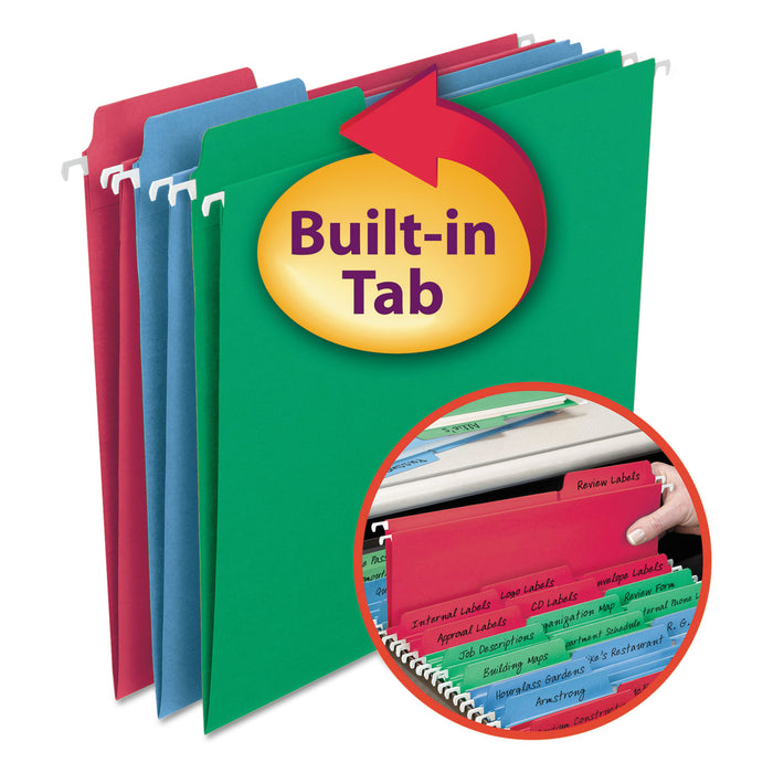 FasTab Hanging Folders, Letter Size, 1/3-Cut Tab, Assorted, 18/Box