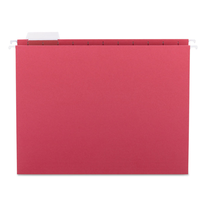 Colored Hanging File Folders, Letter Size, 1/5-Cut Tab, Red, 25/Box