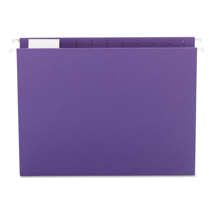 Colored Hanging File Folders, Letter Size, 1/5-Cut Tab, Purple, 25/Box