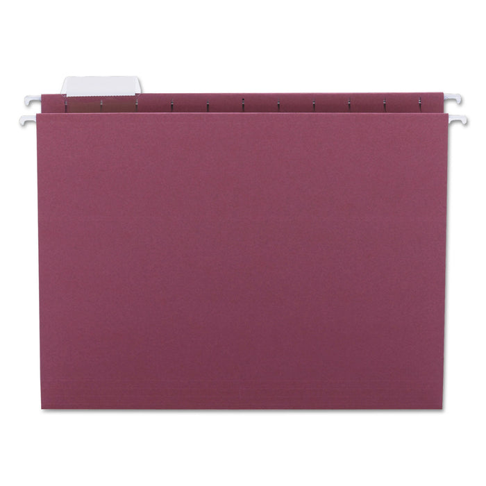 Colored Hanging File Folders, Letter Size, 1/5-Cut Tab, Maroon, 25/Box
