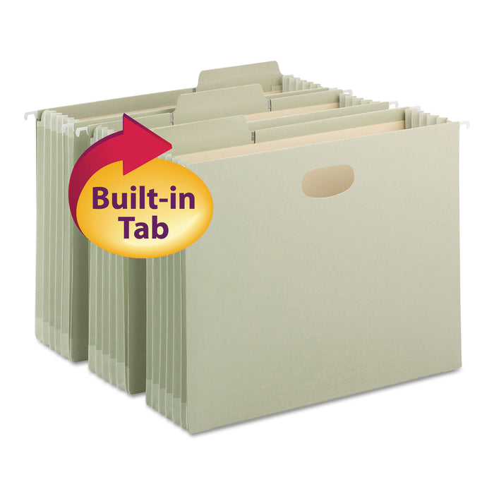FasTab TUFF Hanging Pockets, Letter Size, 1/3-Cut Tab, Moss, 9/Box