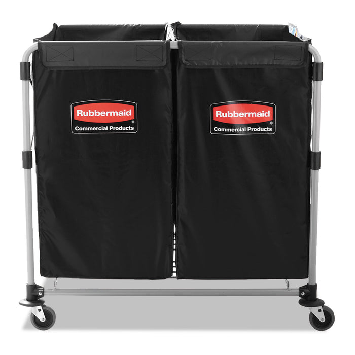Collapsible X-Cart, Steel, 2 to 4 Bushel Cart, 24.1w x 35.7d x 34h, Black/Silver