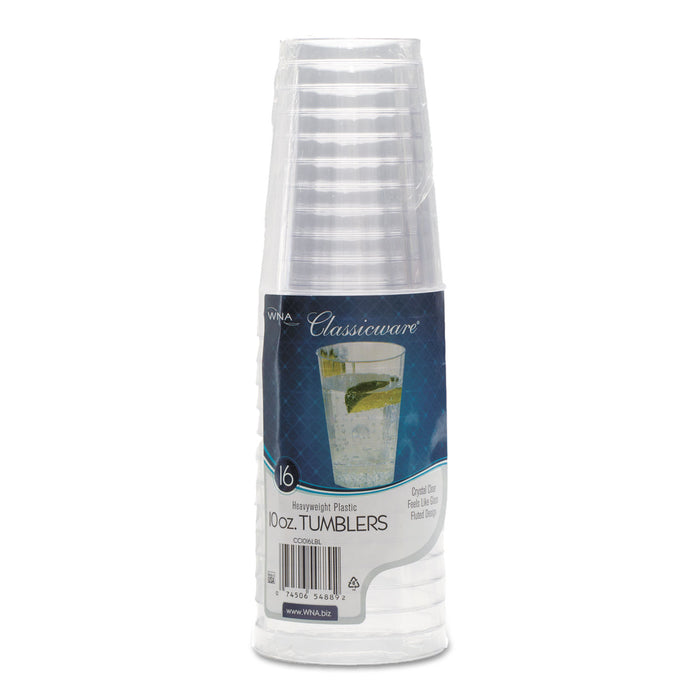 Classicware Tumblers, 10 oz, Plastic, Clear, Tall, 16/Bag, 15 Bag/Carton