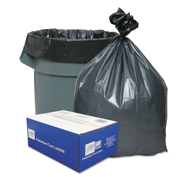 Can Liners, 56 gal, 1.55 mil, 43" x 48", Gray, 50/Carton