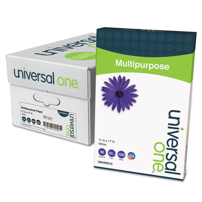 Deluxe Multipurpose Paper, 98 Bright, 20lb, 11 x 17, Bright White, 500 Sheets/Ream, 5 Reams/Carton
