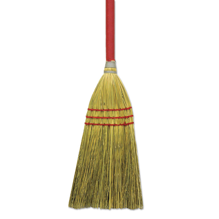 Corn/Fiber Lobby Brooms, 36", Gray/Natural, 12/Carton