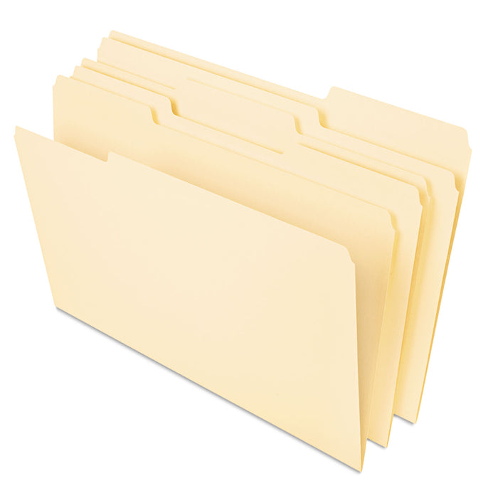 Deluxe Heavyweight File Folders, 1/3-Cut Tabs, Letter Size, Manila, 50/Pack