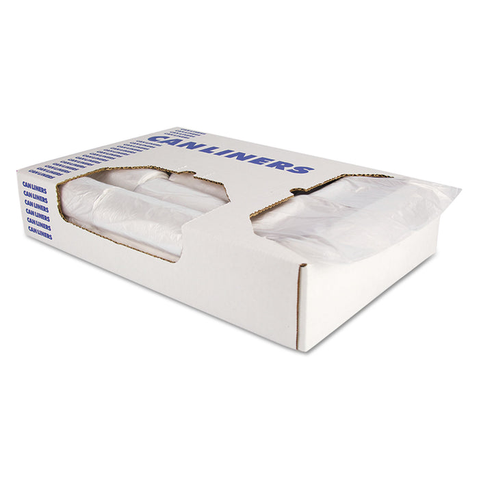 High-Density Waste Can Liners, 10 gal, 6 microns, 24" x 24", Natural, 1,000/Carton