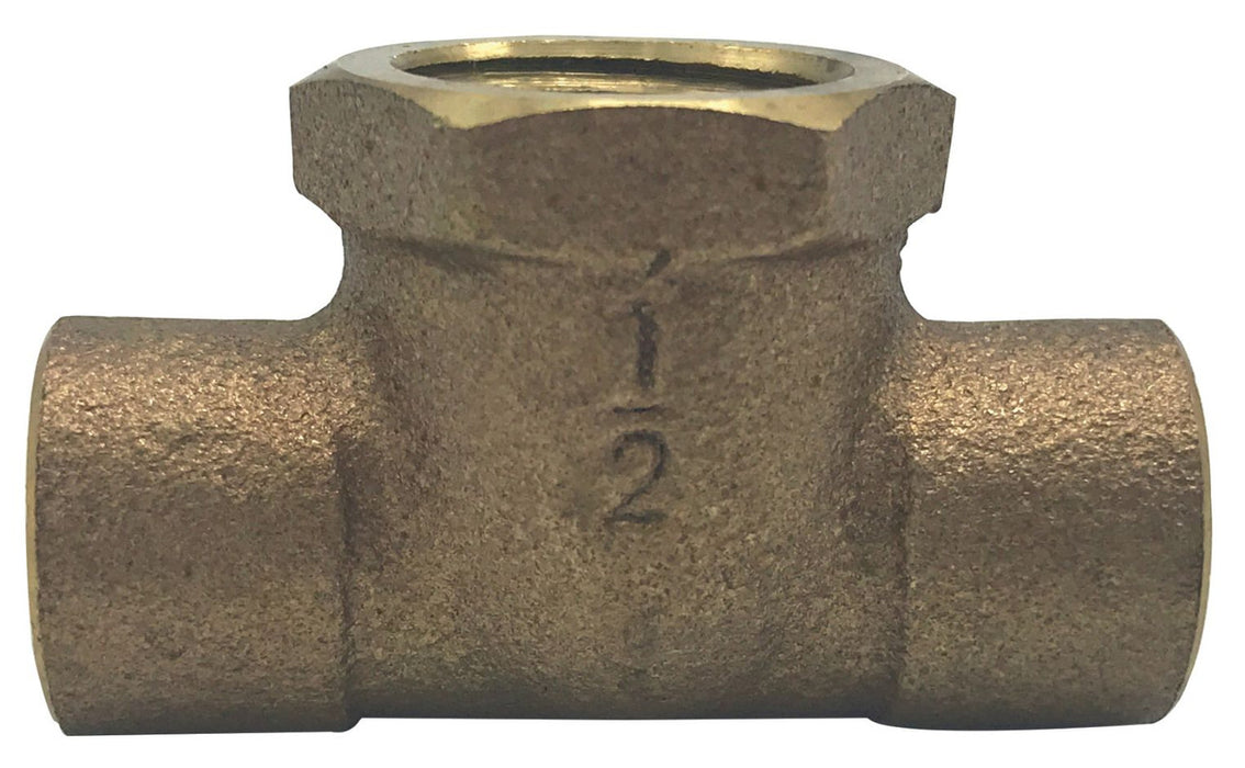 3/4"C X 3/4"C X 1/2" FIP Cast Brass Adapter Tee