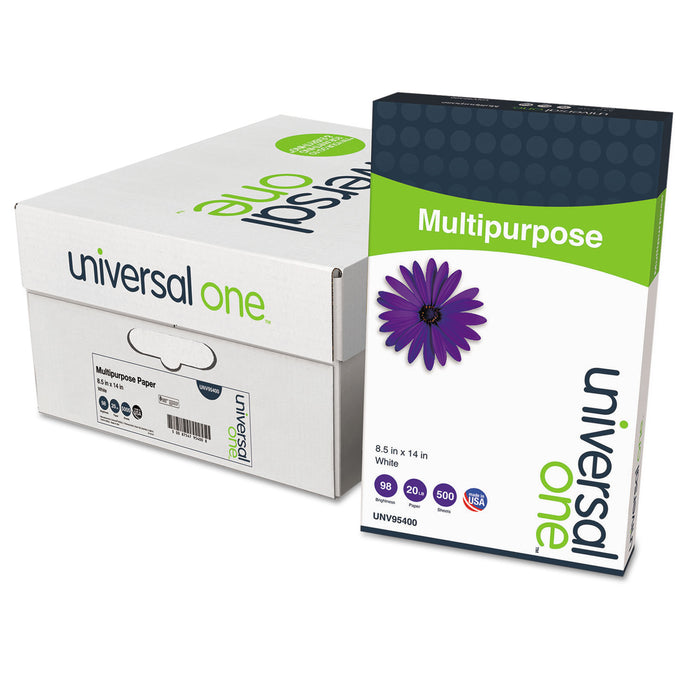 Deluxe Multipurpose Paper, 98 Bright, 20lb, 8.5 x 14, Bright White, 500 Sheets/Ream, 10 Reams/Carton