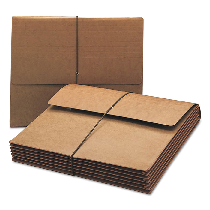 Extra-Wide Expanding Wallets w/ Elastic Cord, 5.25" Expansion, 1 Section, Letter Size, Redrope