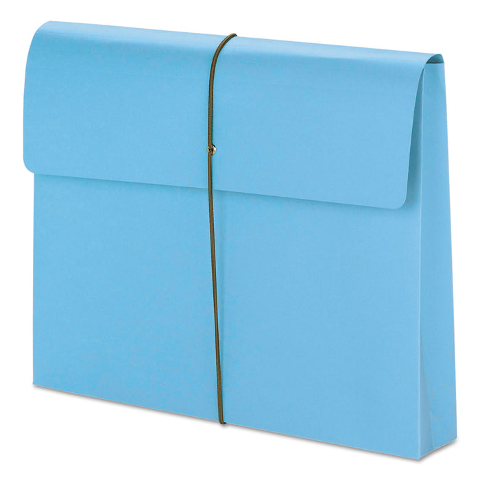 Expanding Wallet w/ Elastic Cord, 2" Expansion, 1 Section, Letter Size, Blue, 10/Box