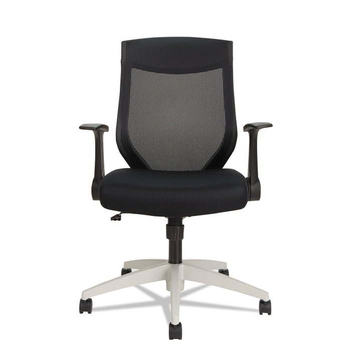 Alera EB-K Series Synchro Mid-Back Flip Arm Mesh-Chair, Supports up to 275 lbs, Black Seat/Black Back, Cool Gray Base