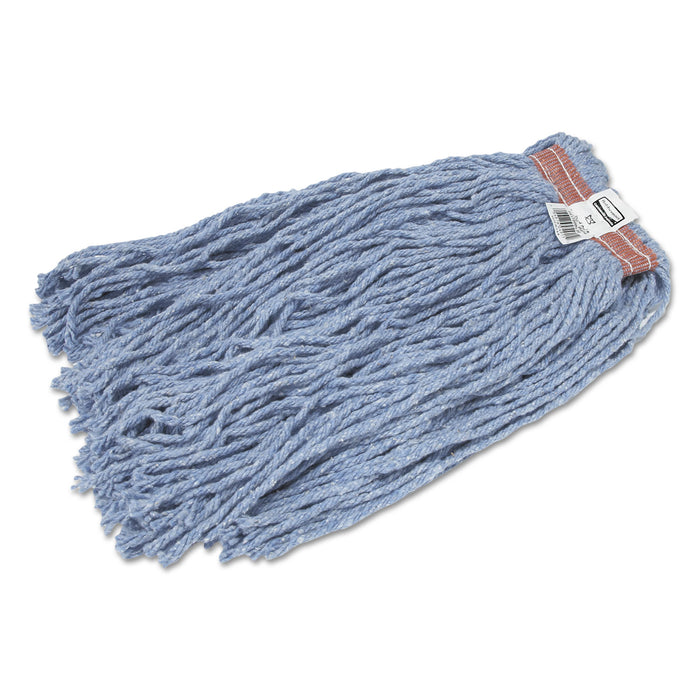 Cut-End Blend Mop Head, Cotton/Synthetic, Blue, 20 oz, 1" Headband, 12/Carton