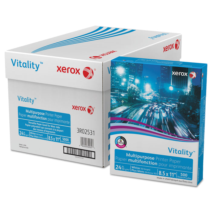 Vitality Multipurpose Print Paper, 92 Bright, 24lb, 8.5 x 11, White, 500/Ream