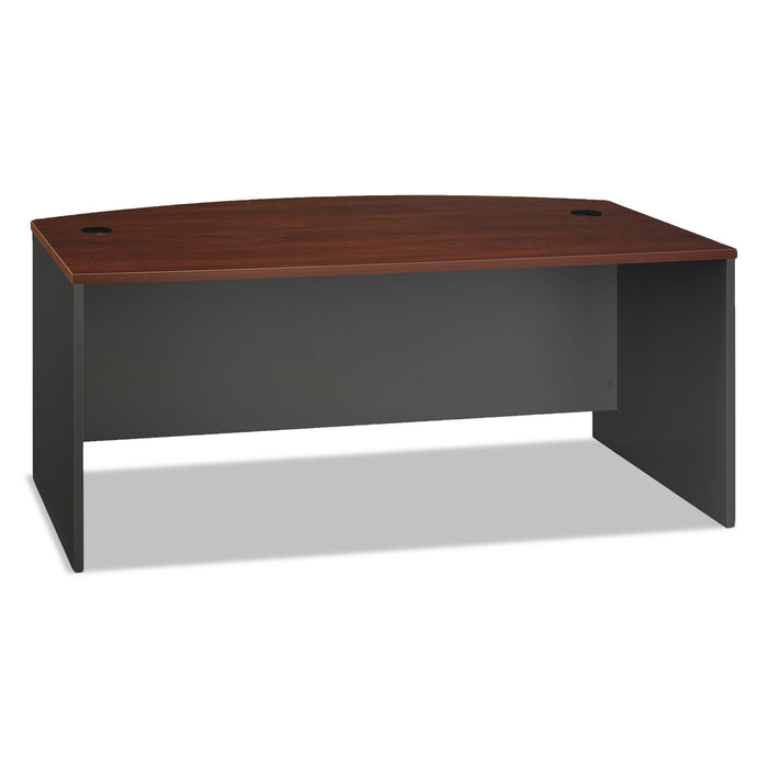 Series C Collection 72W Bow Front Desk Shell, 71.13w x 36.13d x 29.88h, Hansen Cherry/Graphite Gray