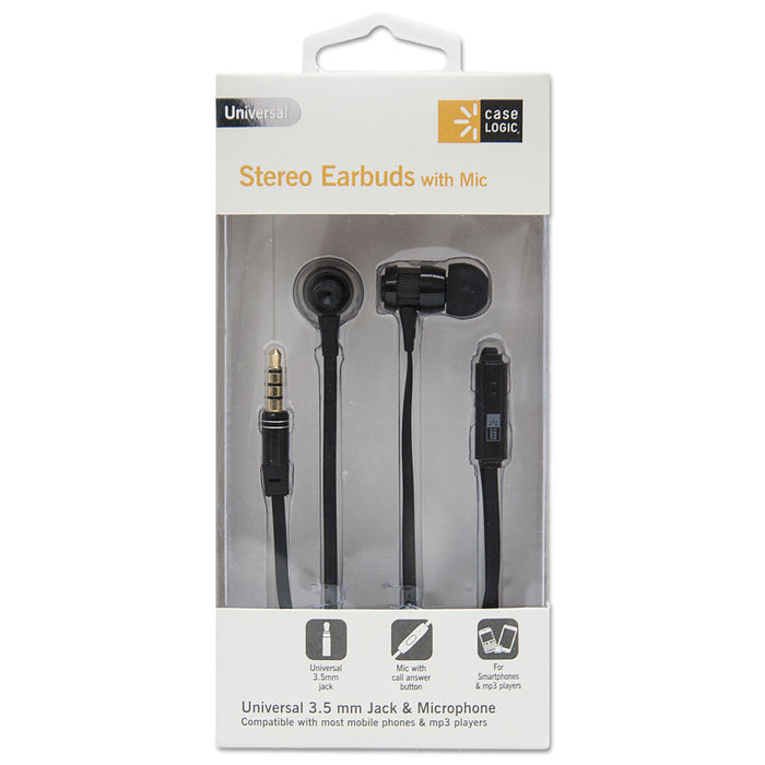 800 Series Earbuds w/Microphone, Black, 4 ft Cord