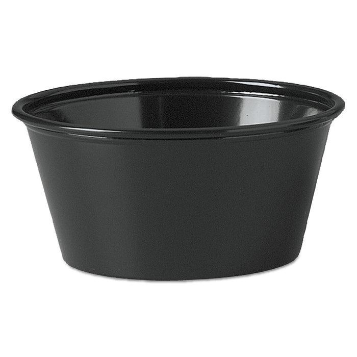 Plastic Souffle Portion Cups, 3 1/4 oz., Black, 250/Bag, 2500/Carton