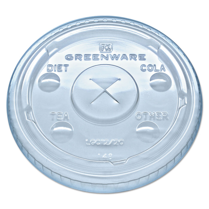 Greenware Cold Drink Lids, Fits 9, 12, 20 oz Cups, Clear, 1000/Carton