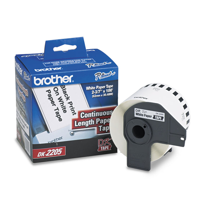 Continuous Paper Label Tape, 2.4" x 100 ft Roll, White