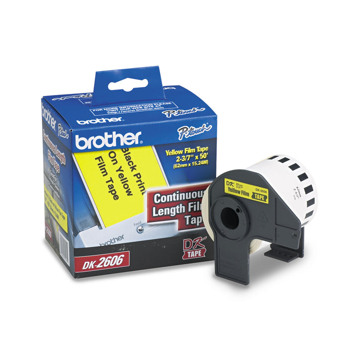 Continuous Film Label Tape, 2.4" x 50 ft Roll, Yellow