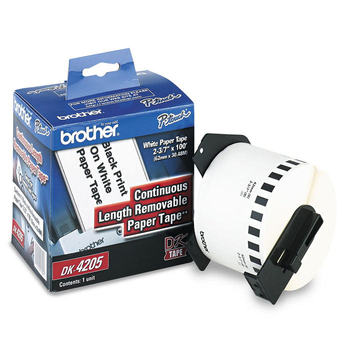 Removable Paper Labels Tape, 2.4" x 100 ft Roll, White