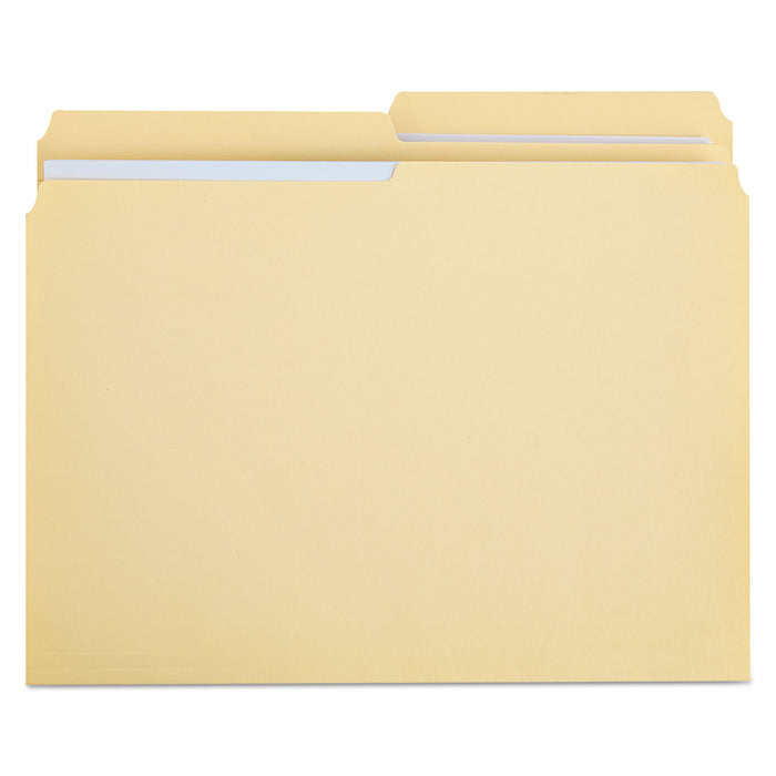 Double-Ply Top Tab Manila File Folders, 1/2-Cut Tabs, Letter Size, 100/Box