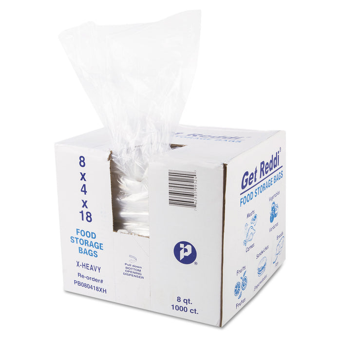Food and Utility Bags, 8 qt, 1.2 mil, 8" x 18", Clear, 1,000/Carton