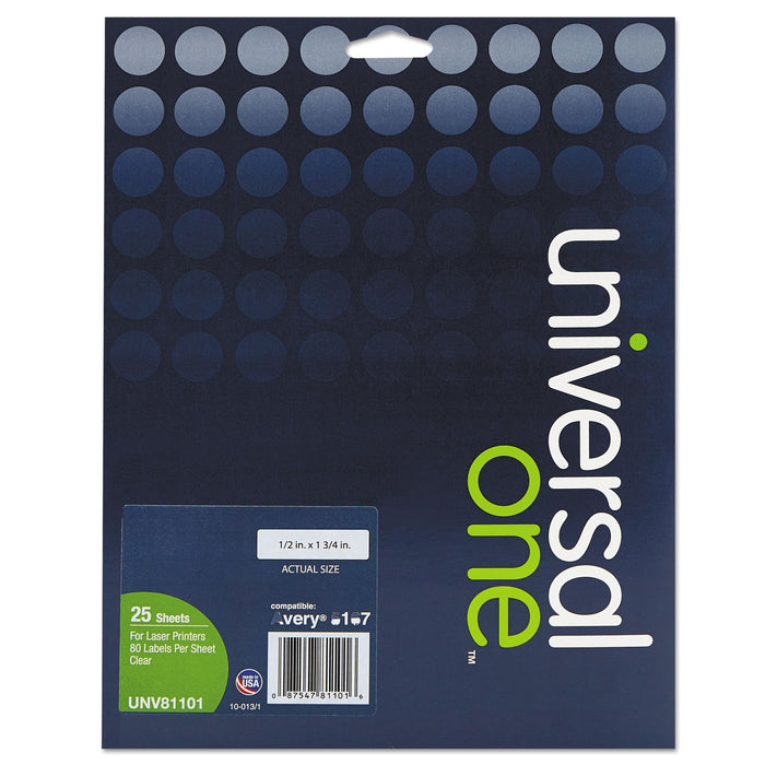 Deluxe Clear Labels, Inkjet/Laser Printers, 0.5 x 1.75, Clear, 80/Sheet, 25 Sheets/Box