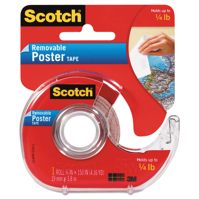 Wallsaver Removable Poster Tape, 1" Core, 0.75" x 12.5 ft, Clear