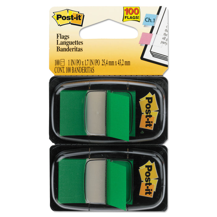 Standard Page Flags in Dispenser, Green, 100 Flags/Dispenser
