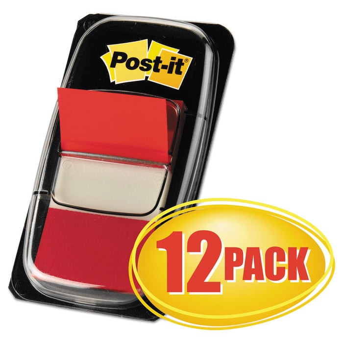 Marking Page Flags in Dispensers, Red, 50 Flags/Dispenser, 12 Dispensers/Pack