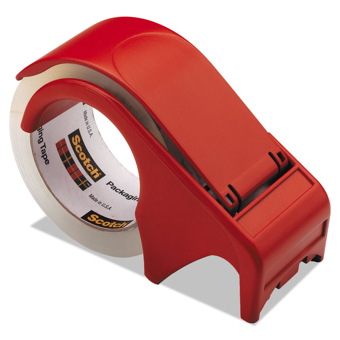 Compact and Quick Loading Dispenser for Box Sealing Tape, 3" Core, Plastic, Red