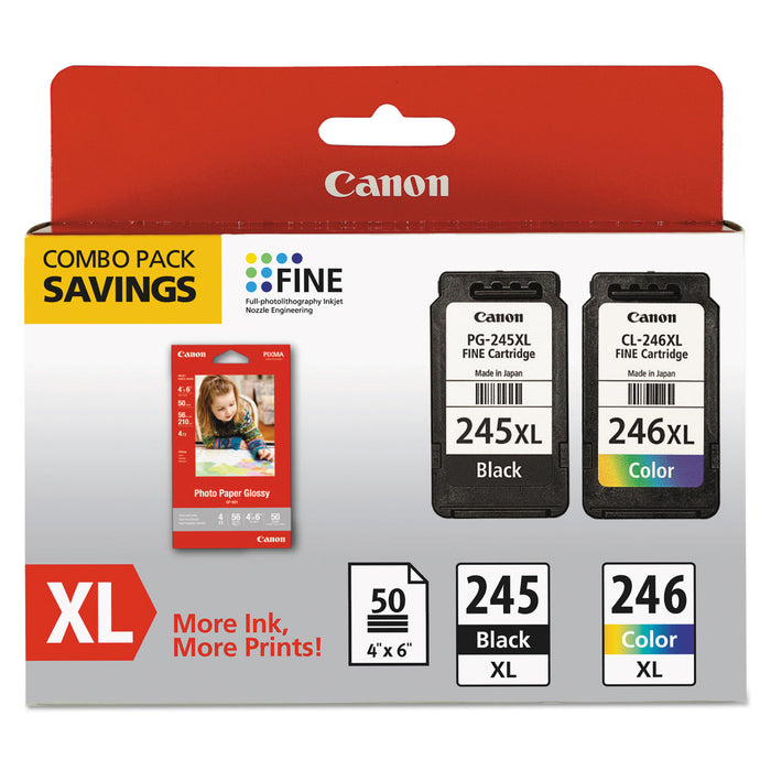 8278B005 (PG-245XL/CL-246XL) Ink & Paper Combo Pack, Black/Tri-Color