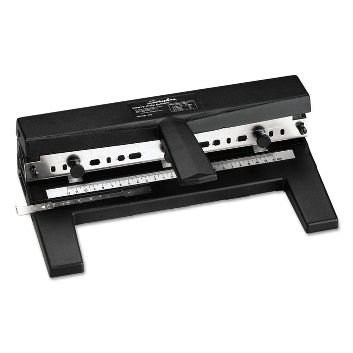 40-Sheet Heavy-Duty Two-to-Seven-Hole Adjustable Punch, 9/32" Holes, Black