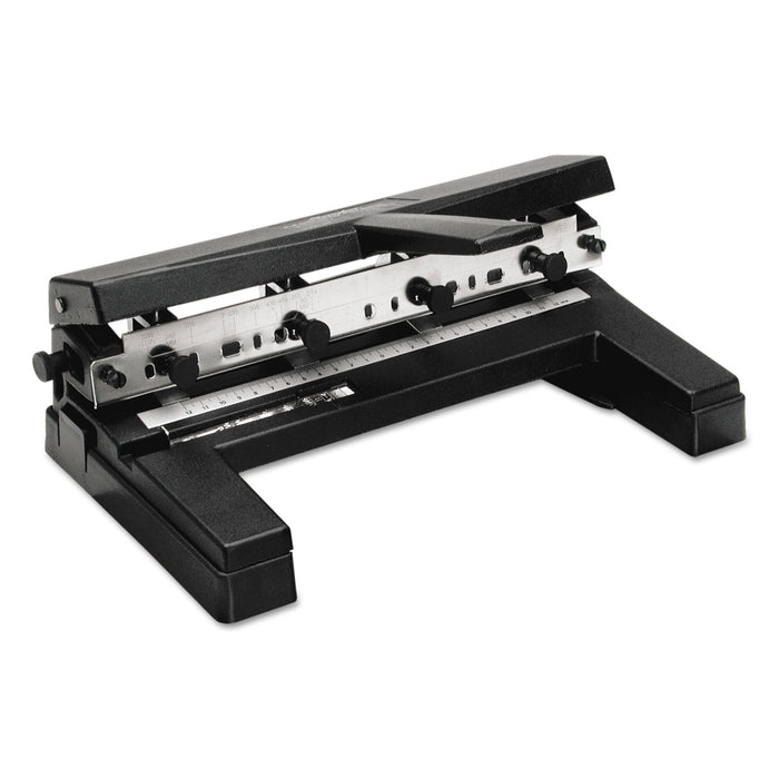 40-Sheet Two-to-Four-Hole Adjustable Punch, 9/32" Holes, Black