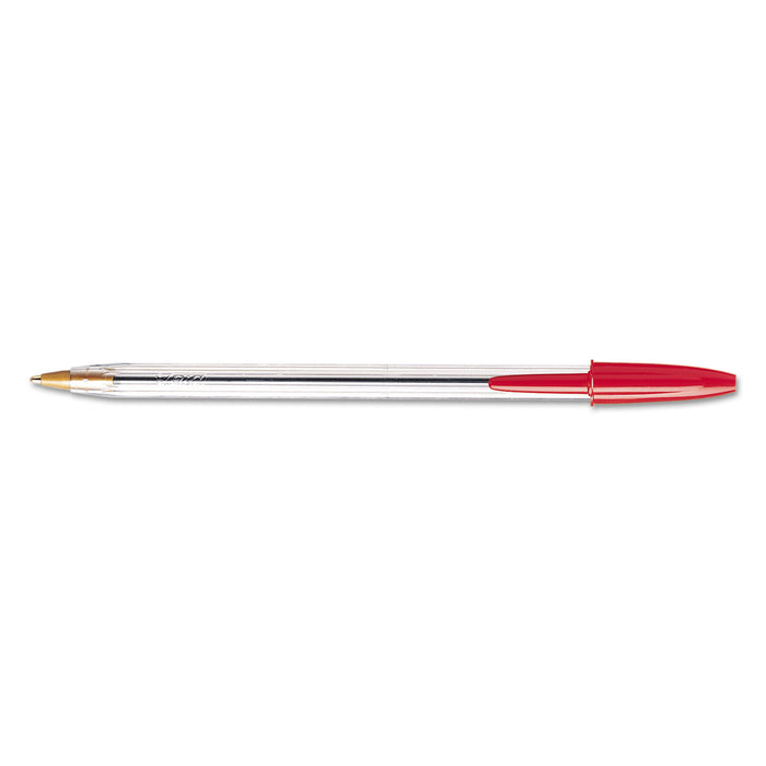 Cristal Xtra Smooth Stick Ballpoint Pen, 1mm, Red Ink, Clear Barrel, Dozen