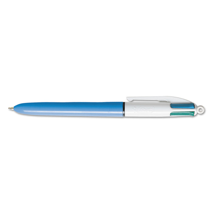 4-Color Retractable Ballpoint Pen, 1 mm, Black/Blue/Green/Red Ink, Blue Barrel