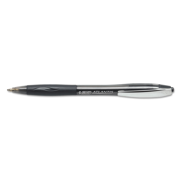 Atlantis Retractable Ballpoint Pen, Medium 1mm, Black Ink/Barrel, Dozen