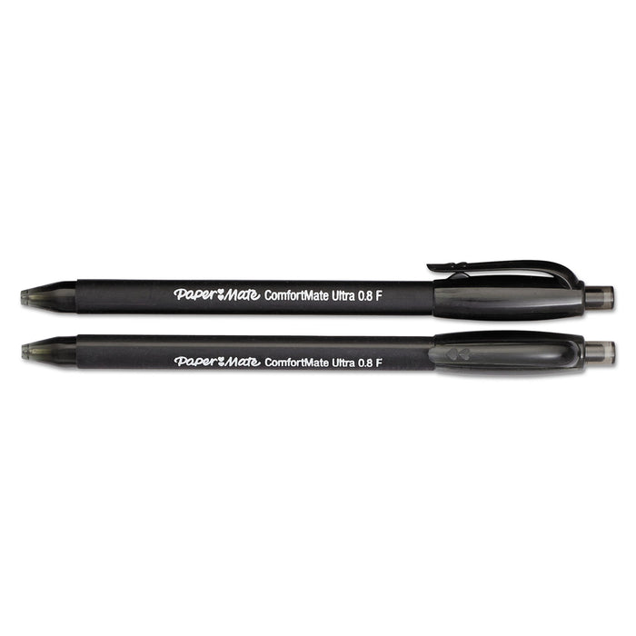 ComfortMate Ultra Retractable Ballpoint Pen, 0.8mm, Black Ink/Barrel, Dozen